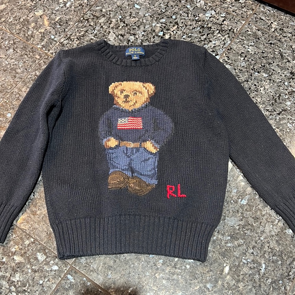 Ralph Lauren Black Sweater with Bear Design